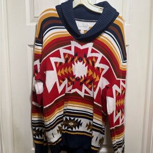 Sun + Stone Men's Geometric Red and Gold Sweater